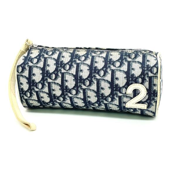 Vintage Christian Dior Trotter Canvas x Leather No.2 Navy Multi-Pouch - Picture 1 of 13